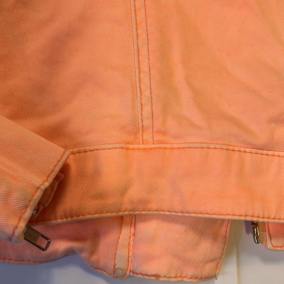 Topshop Moto Cropped Jacket Size 4 Tangerine Peach Fuzz - Picture 11 of 13